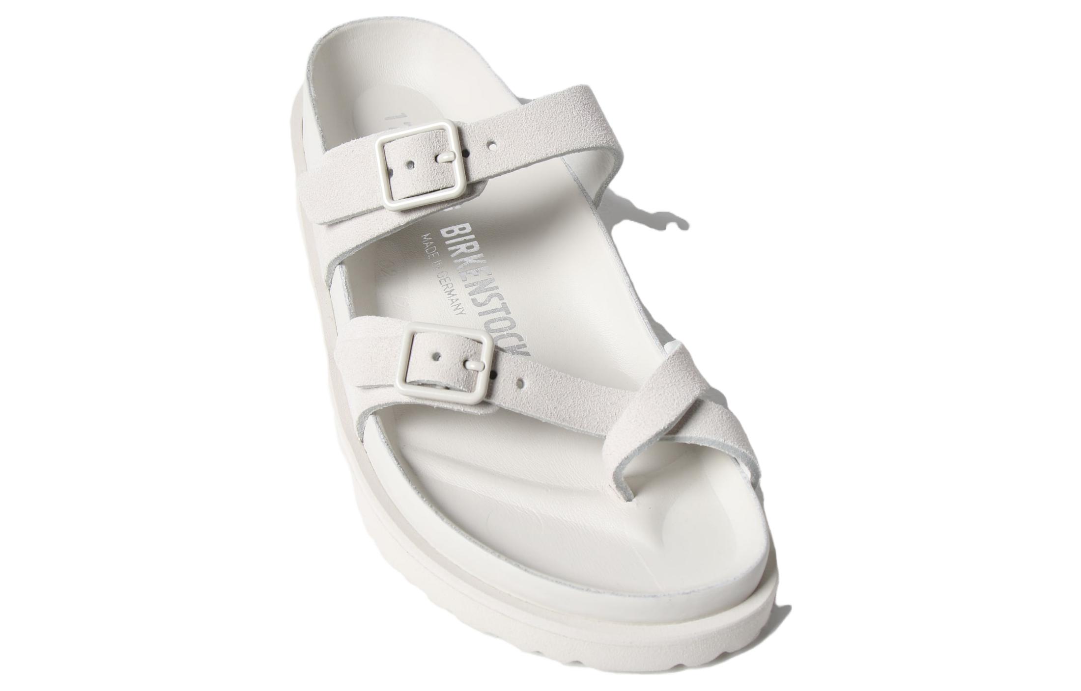 Lookbook 伯肯牌 休閒小眾 一字拖鞋 女款 白色