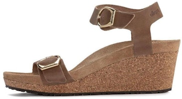 Birkenstock 絨面 舒適百搭圓頭增高坡跟 一字帶涼鞋 女款 淺栗色 Buy Birkenstock 絨面 舒適百搭圓頭增高坡跟 一字帶涼鞋 女款 淺栗色