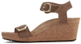 Buy Birkenstock 絨面 舒適百搭圓頭增高坡跟 一字帶涼鞋 女款 淺栗色