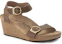 Order Birkenstock 絨面 舒適百搭圓頭增高坡跟 一字帶涼鞋 女款 淺栗色