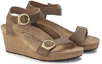 Lookbook Birkenstock 絨面 舒適百搭圓頭增高坡跟 一字帶涼鞋 女款 淺栗色