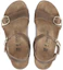 Shop Birkenstock 絨面 舒適百搭圓頭增高坡跟 一字帶涼鞋 女款 淺栗色
