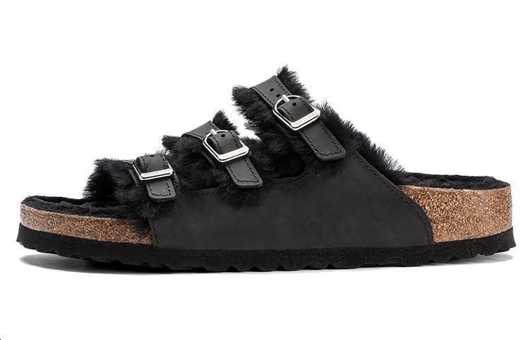 (W) Birkenstock Slide 'Black Leather'