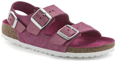 Order Birkenstock 絨面 柔軟舒適增高厚底萬用鞋扣 沙灘涼鞋 女款 紫紅色 常規版