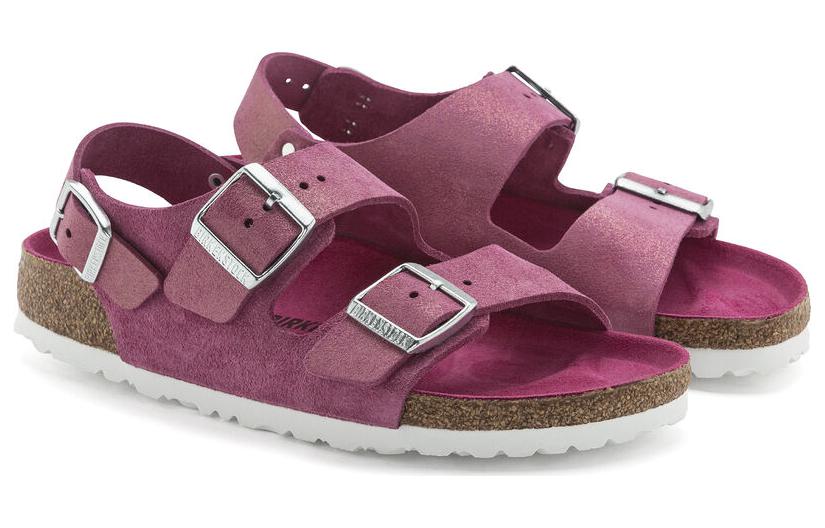 Lookbook (Women) Birkenstock Soft Footbed Suede 'Purple Red Buckle' 1024245