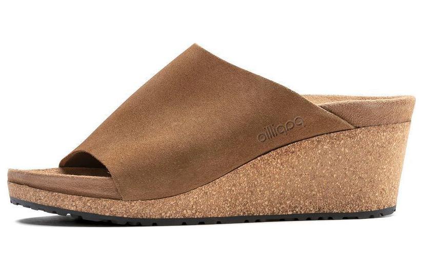 (Women) Birkenstock Suede Comfort Round Toe Wedge Slide 'Brown' 1018275