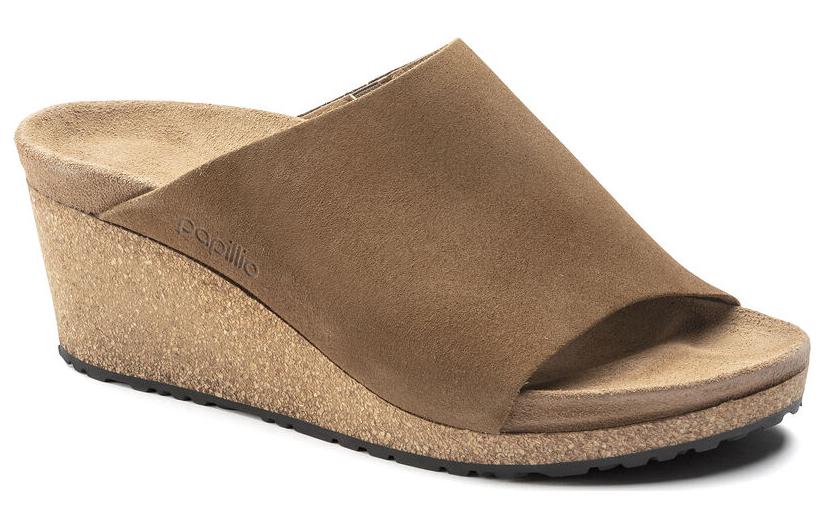 Order (W) (女性用) ビルケンシュトック スエードコンフォートラウンドトゥウェッジスライド 'ブラウン' 1018275 1018275