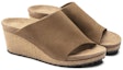 Lookbook (W) Birkenstock Suede Comfort Round Toe Wedge Slide 'Coklat' 1018275