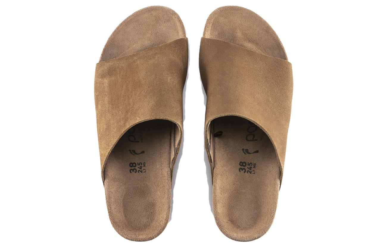 Shop (W) (女性用) ビルケンシュトック スエードコンフォートラウンドトゥウェッジスライド 'ブラウン' 1018275 1018275