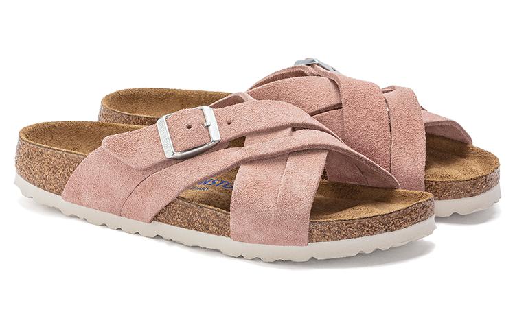 (W) Birkenstock Suede Soft Footbed Cross-Strap Slide 'Pink Regular' 圖 3