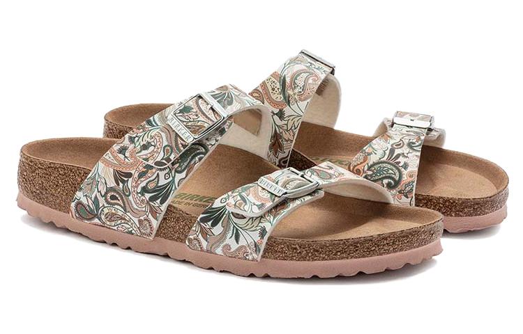Shop 勃肯 PVC化纖 潮流時尚 一字拖鞋 女款 花色 窄版