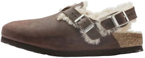 (Women) Birkenstock Tokio Shearling Oiled Leather 'Habana' 1023222 (Women) Birkenstock Tokio Shearling Oiled Leather 'Habana' 1023222
