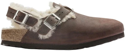 Order Birkenstock 皮革圓頭保暖包頭拖鞋 女款 棕色 常規版