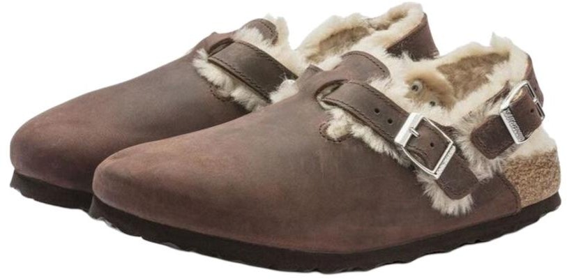 (Women) Birkenstock Tokio Shearling Oiled Leather 'Habana' 1023222 Shop (Women) Birkenstock Tokio Shearling Oiled Leather 'Habana' 1023222