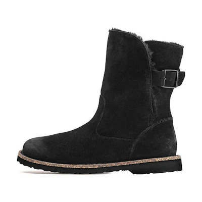 (W) Birkenstock Uppsala Shearling Suede Leather Narrow Fit 'Black'