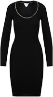 (Women) Bottega Veneta Black Knit Long-Sleeve Dress with Chain Detail. 707797V26X01000 (Women) Bottega Veneta Black Knit Long-Sleeve Dress with Chain Detail. 707797V26X01000