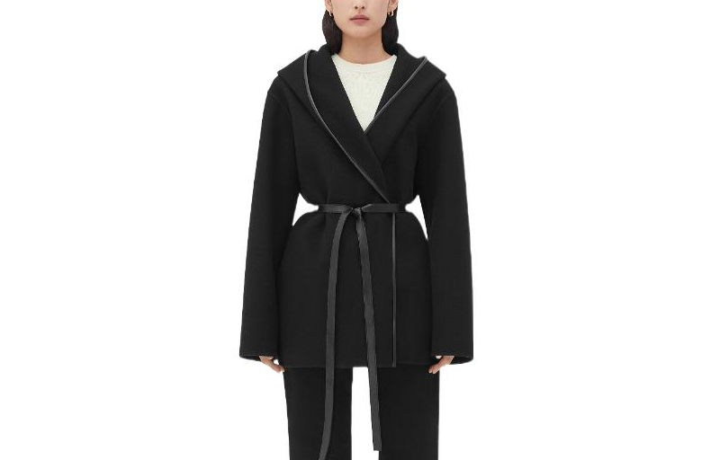 Order (W) Bottega Veneta 黑色純色短款連帽外套. 728984V25I01000