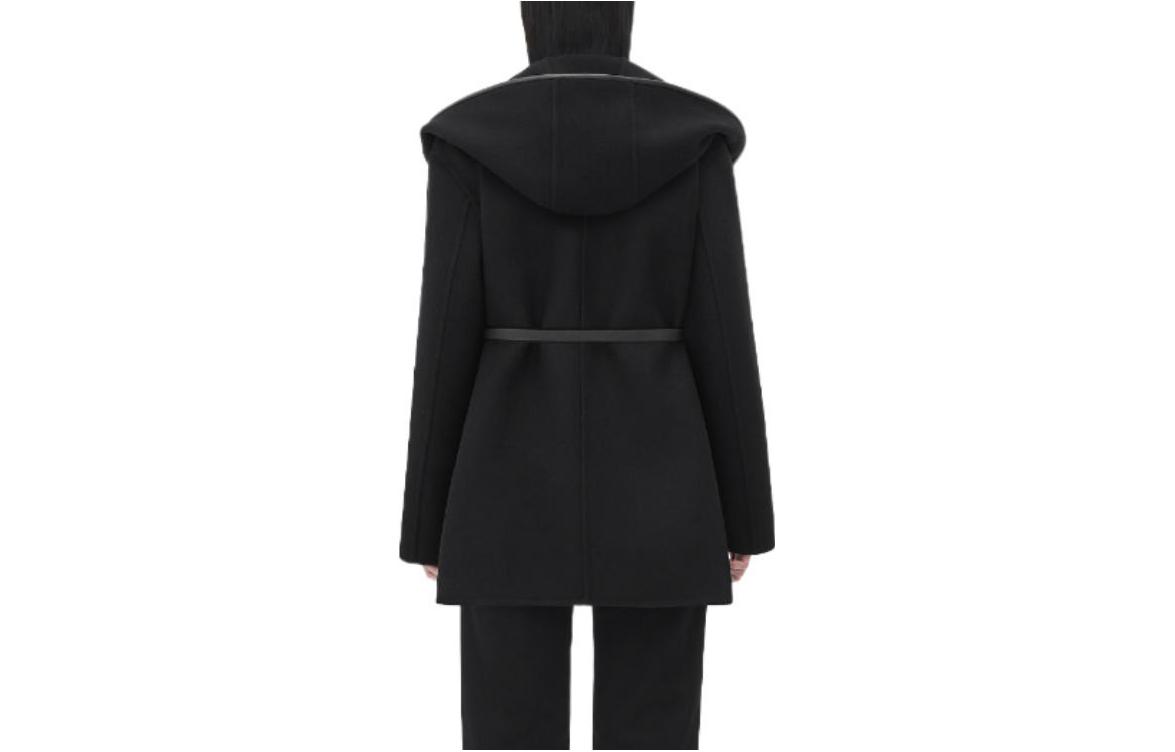 Lookbook (W) Bottega Veneta 黑色純色短款連帽外套. 728984V25I01000