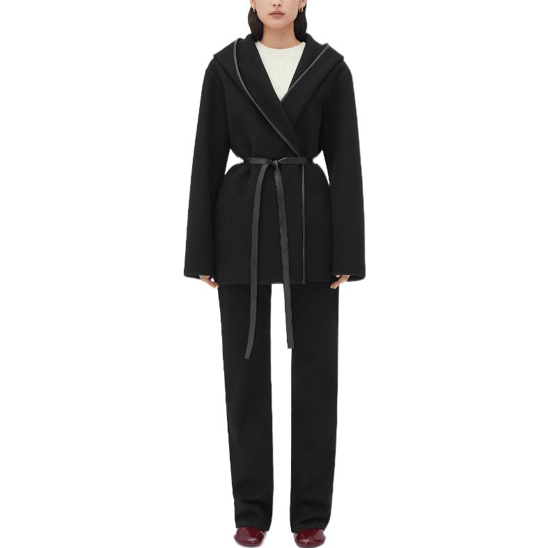 Shop (W) Bottega Veneta 黑色純色短款連帽外套. 728984V25I01000