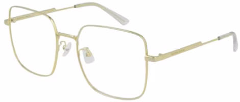 (Women) Bottega Veneta Gold Square Optical Eyeglasses with Logo Temples. BV1110O001 (Women) Bottega Veneta Gold Square Optical Eyeglasses with Logo Temples. BV1110O001