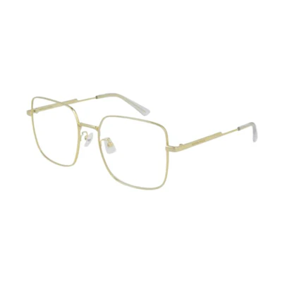 (Women) Bottega Veneta Gold Square Optical Eyeglasses with Logo Temples. BV1110O001