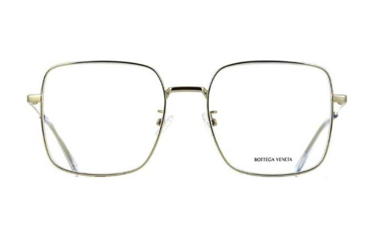 Lookbook (W) Bottega Veneta Kacamata Optik Emas Square dengan Logo di Tangkai. BV1110O001
