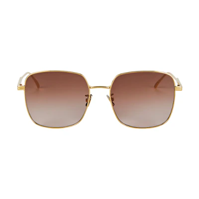 (Women) Bottega Veneta Gold Square Sunglasses with Two-Tone Design. BV1082SK 004