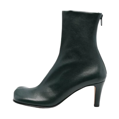 (W) Bottega Veneta 'Green Leather Ankle Boot'