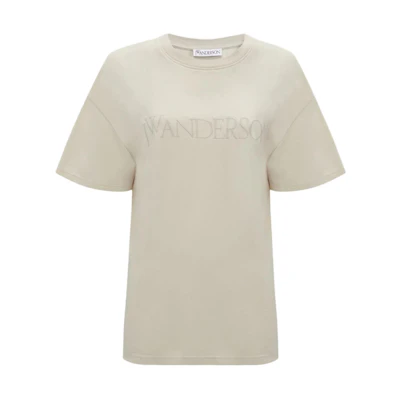 (Women) Bottega Veneta Logo Embroidered Oversized T-Shirt Beige FW23. 780550VKLZ09071