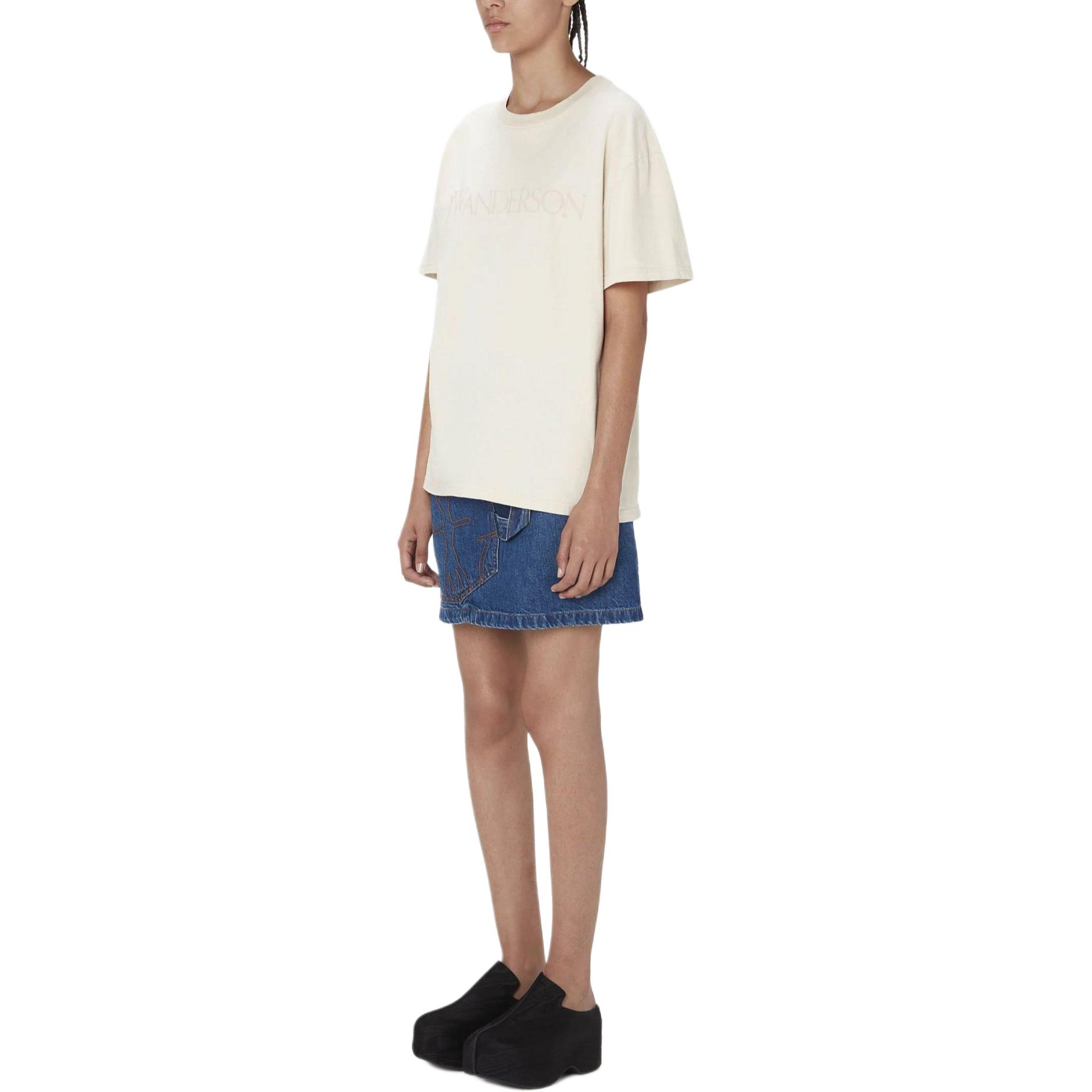 Purchase (Women) Bottega Veneta  Logo Embroidered Oversized T-Shirt Beige FW23. 780550VKLZ09071