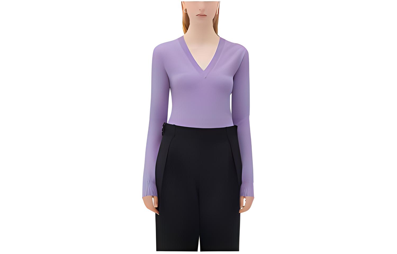 (Women) Bottega Veneta  Slim Fit Long Sleeve Pullover Sweater Lilac Purple 668585V1MK05117