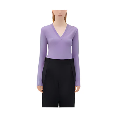 (Women) Bottega Veneta Slim Fit Long Sleeve Pullover Sweater Lilac Purple 668585V1MK05117