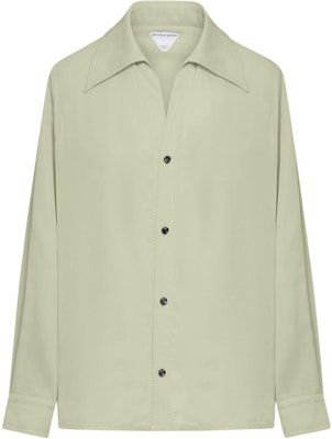 (W) 葆蝶家绿色纯色长袖纽扣衬衫翻领 756670V35E01575 Buy (W) 葆蝶家绿色纯色长袖纽扣衬衫翻领 756670V35E01575