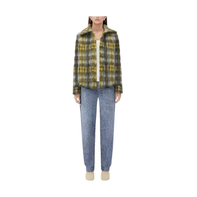 (Women) Bottega Veneta Striped Button-Up Long Sleeve Jacket Yellow. 770799V3ML07184