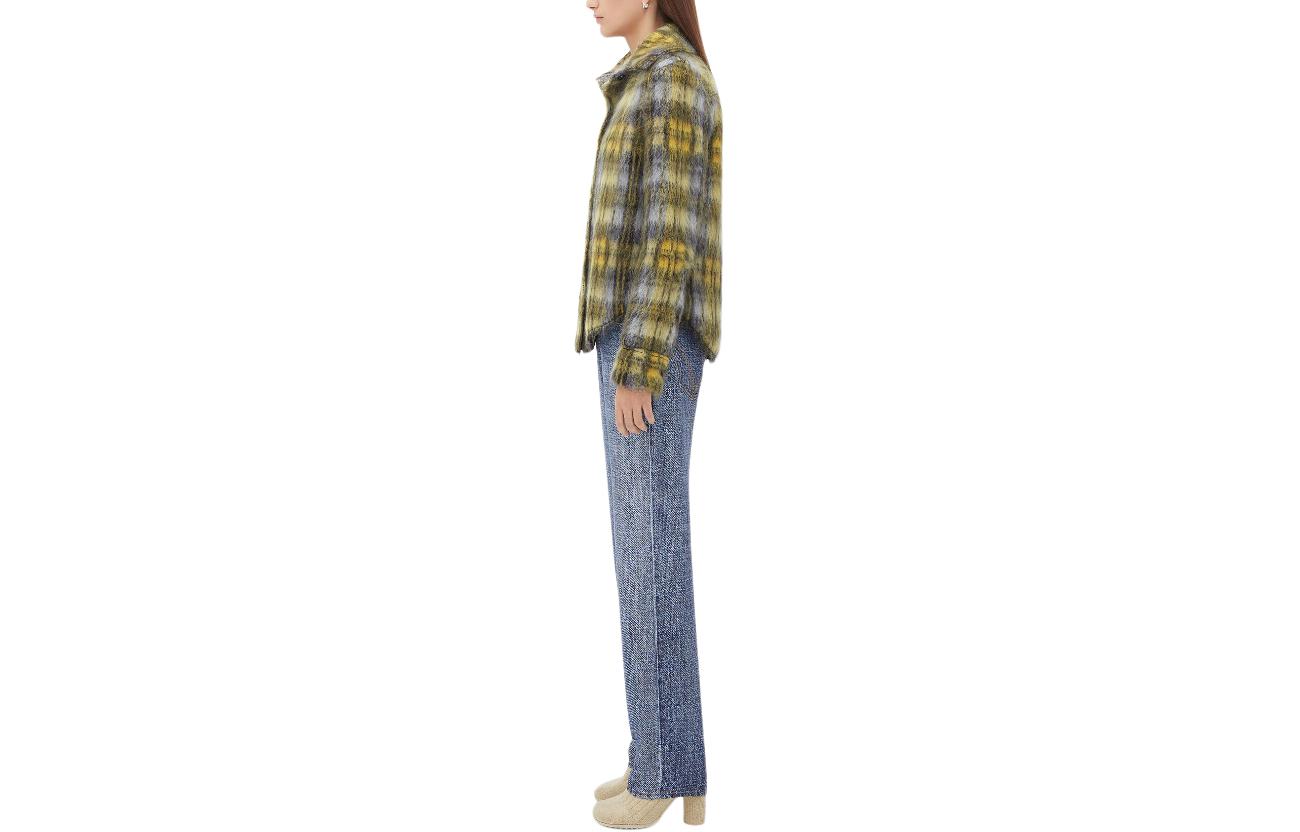 Shop (W) Bottega Veneta Jaket Lengan Panjang Kancing Garis Kuning. 770799V3ML07184