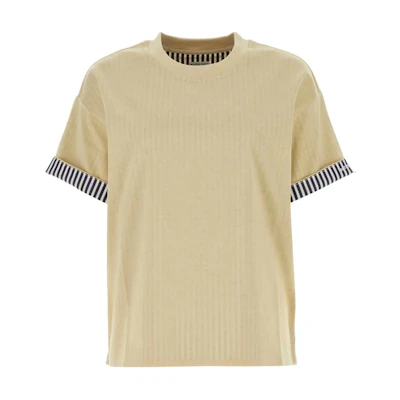 (Women) Bottega Veneta Striped Crewneck Fitted T-Shirt Cream 753811V4HQ09578