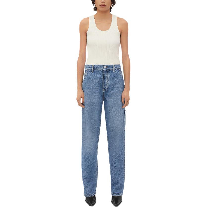 (Women) Bottega Veneta  Washed Mid-Rise Straight-Leg Jeans Medium Blue FW24. 793538V42W04715