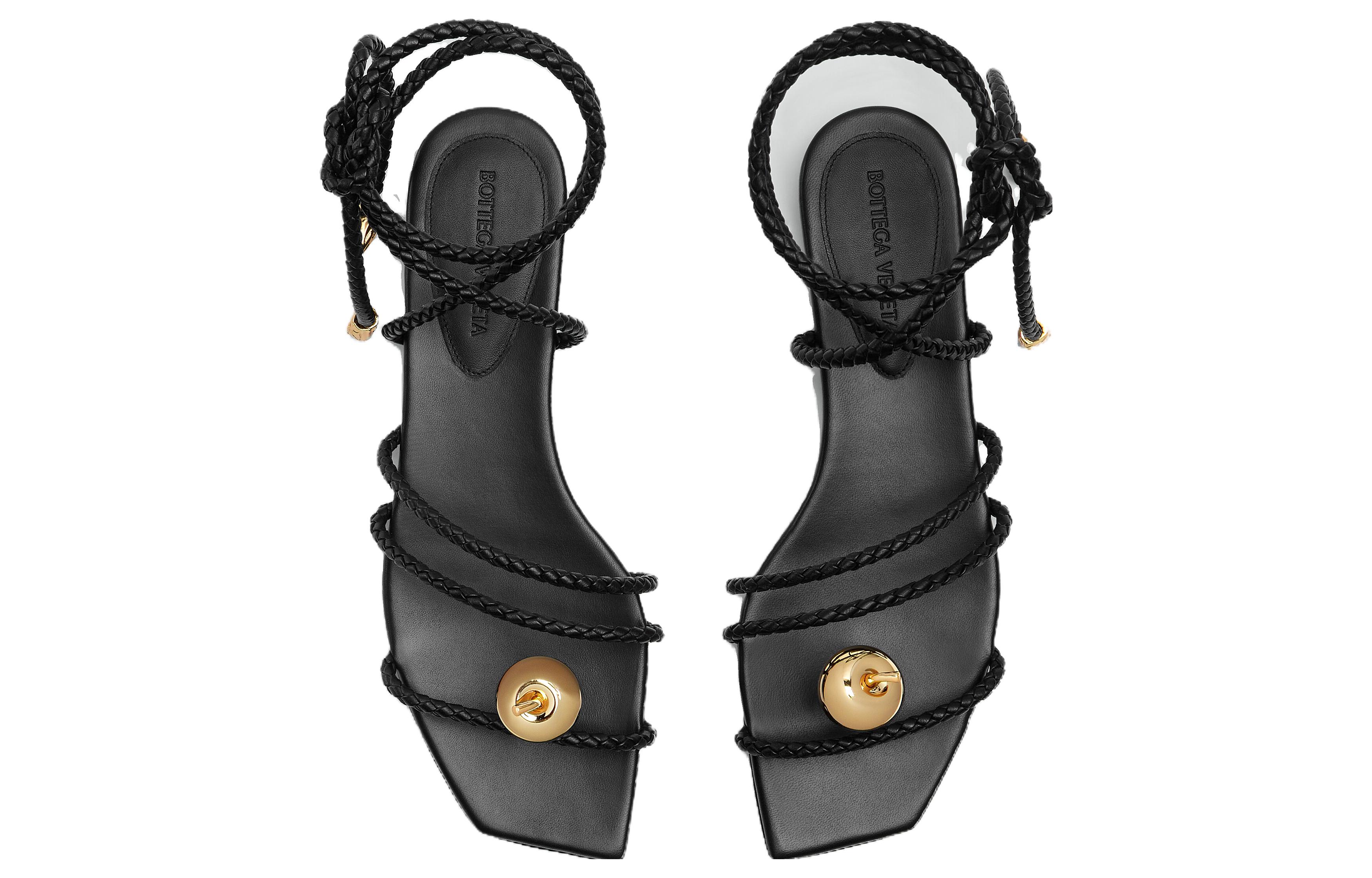 (W) Bottega Veneta Adam Flat 'Black Square Toe Open Strap Sandals' 圖 3