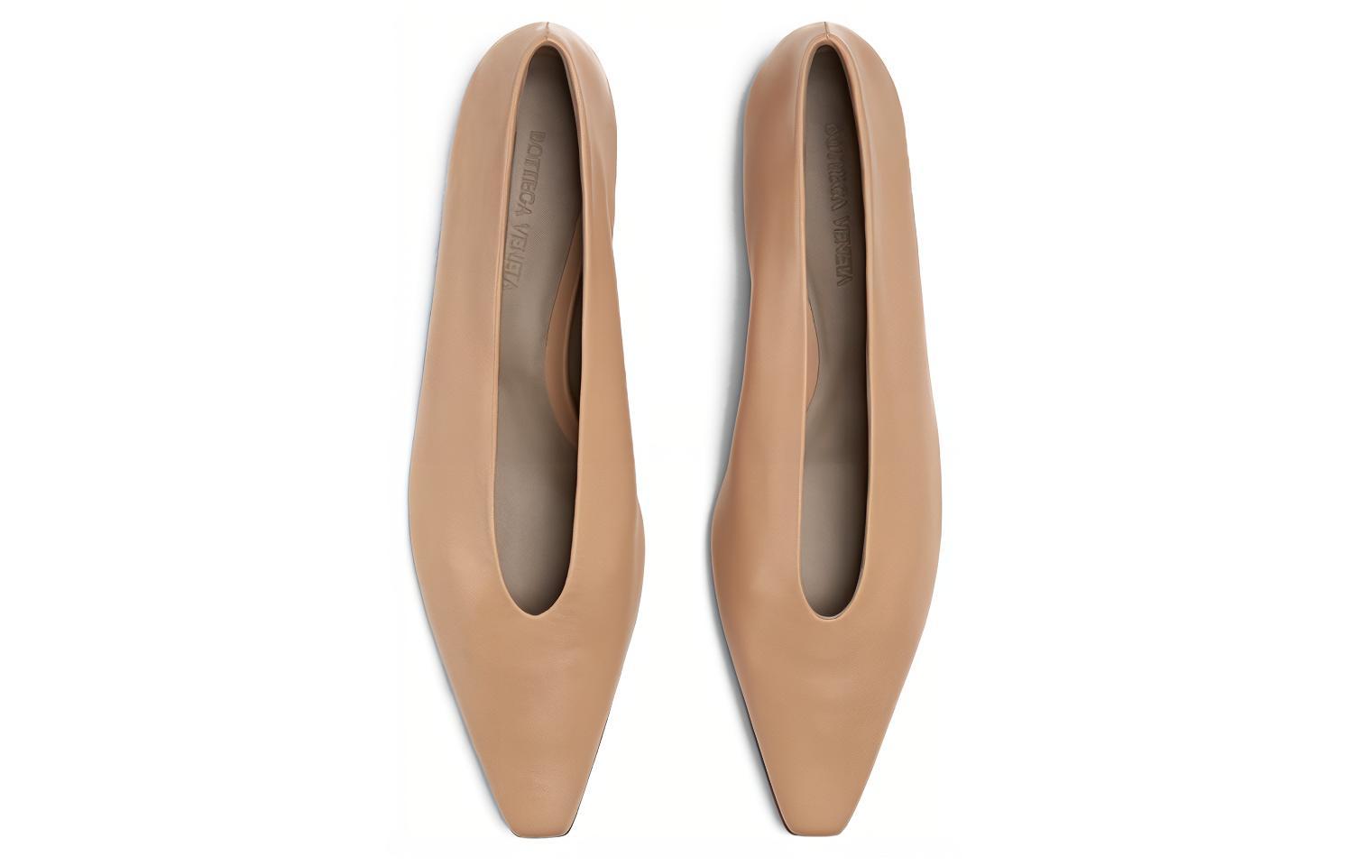 Order (W) Bottega Veneta Almond Ballet Flat de Cuero Beige 608872VBSD09912