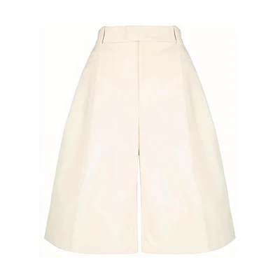 (Women) Bottega Veneta Beige Pleated Wide-Leg Casual Shorts FW21 651652V0BS09028