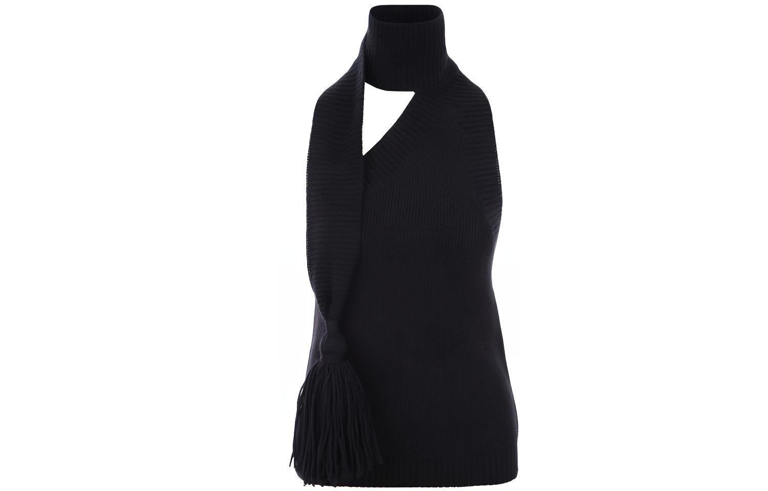 (Women) Bottega Veneta Black FW21 Open-Back Turtleneck Wool Sweater 682568V1DF01000