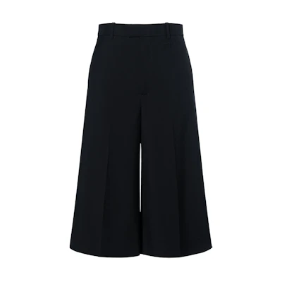 (Women) Bottega Veneta Black FW22 High-Waisted Wide-Leg Cropped Pants 663520V25W01000
