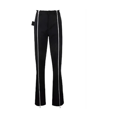 (Women) Bottega Veneta Black High-Waisted Casual Pants with Zipper Detail 681895V0IV01000