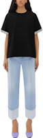 (Women) Bottega Veneta Black Minimalist Panel Crewneck Casual T-Shirt 753811V39G01000 (Women) Bottega Veneta Black Minimalist Panel Crewneck Casual T-Shirt 753811V39G01000