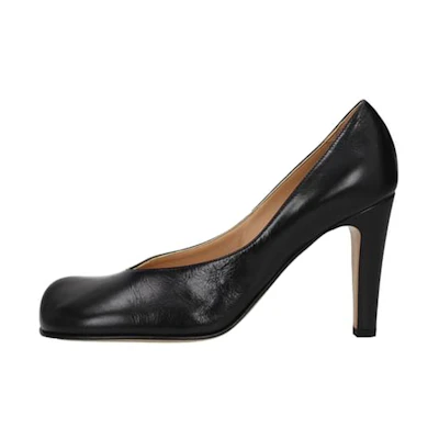 (W) Bottega Veneta BLOC Calf High Heel Pumps Black
