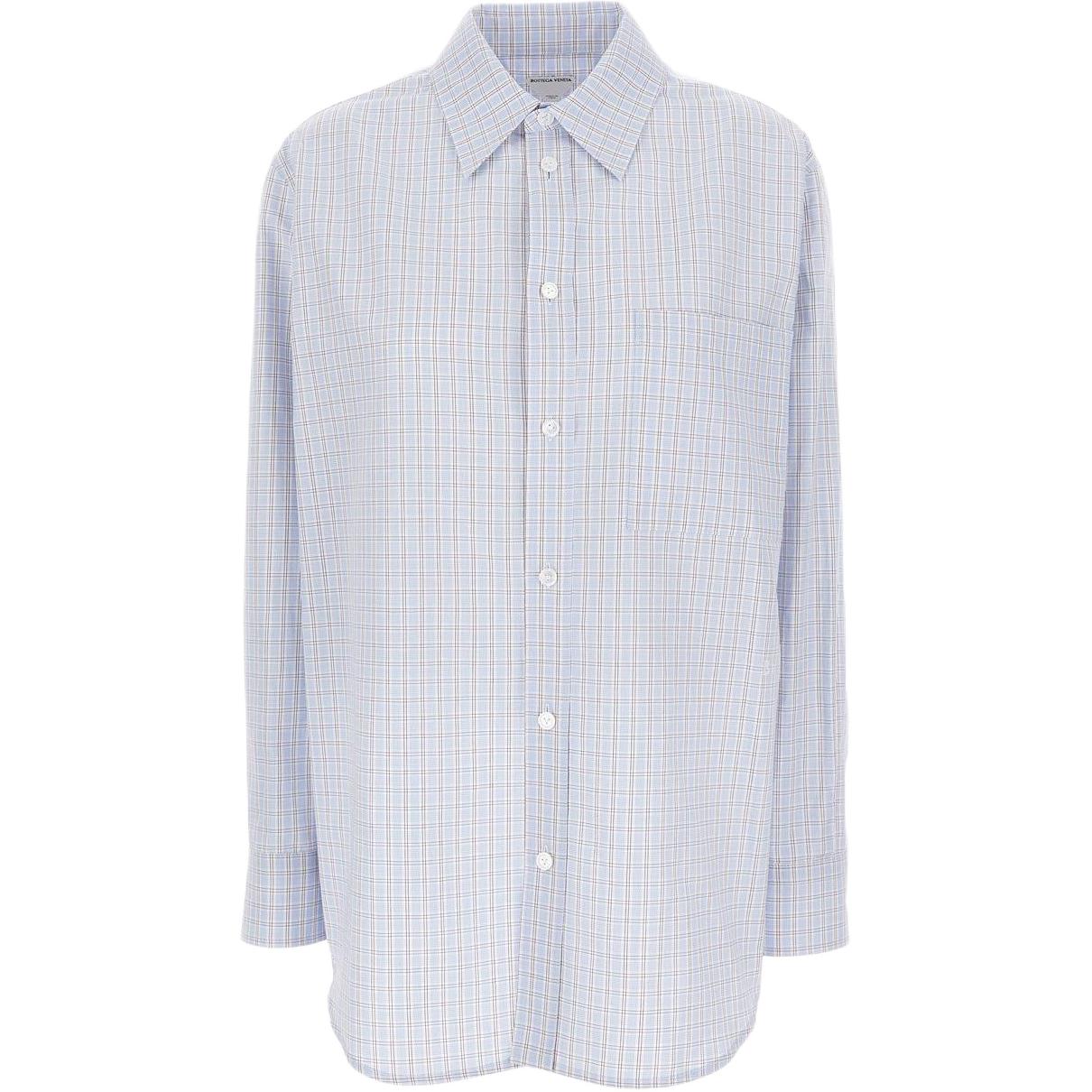 (Women) Bottega Veneta Blue Checkered Print Long-Sleeve Shirt SS24 792709V3ZB04026
