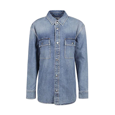 (Women) Bottega Veneta Blue Washed Denim Shirt with Chest Pocket SS23 754503V34A04715