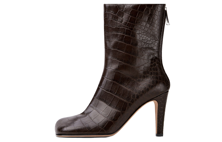 (Women) Bottega Veneta BV Bloc 'Embossed Leather Brown Ankle Boot' 667216V10O02113
