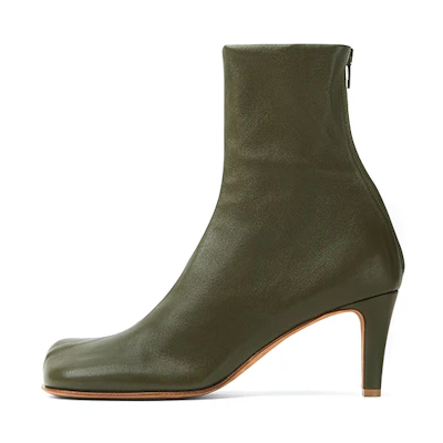 (W) Bottega Veneta BV Bloc Boot 'Khaki Zip Square Toe'
