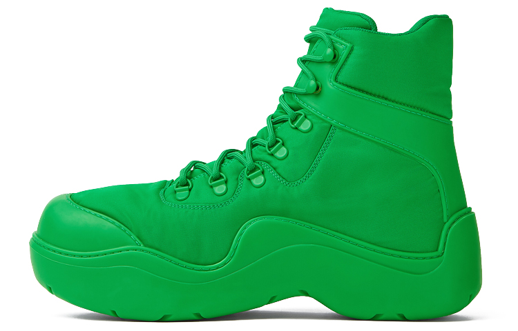 (W) Bottega Veneta BV Puddle Bomber 'Green Tech Fabric Lace-Up Ankle Boot'